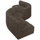 Meridian Arc Brown Boucle Fabric 6 pc Modular Sectional IMAGE 3