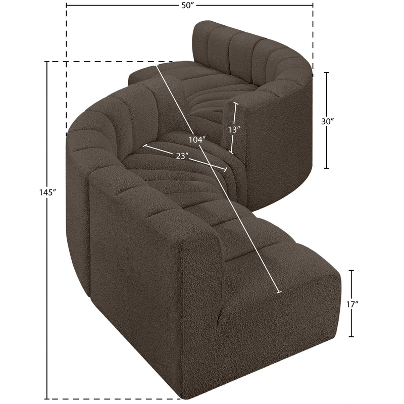 Meridian Arc Brown Boucle Fabric 6 pc Modular Sectional IMAGE 5