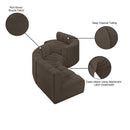 Meridian Arc Brown Boucle Fabric 6 pc Modular Sectional IMAGE 6