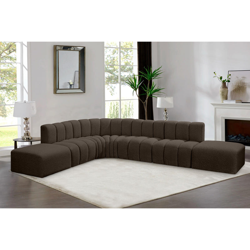 Meridian Arc Brown Boucle Fabric 7 pc Modular Sectional IMAGE 2