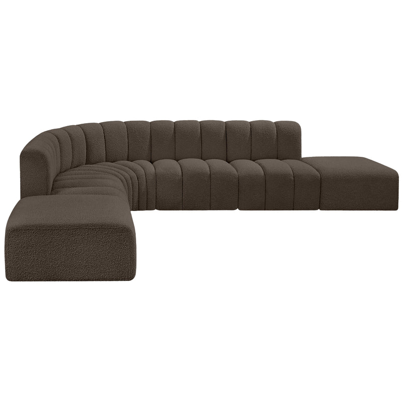 Meridian Arc Brown Boucle Fabric 7 pc Modular Sectional IMAGE 5