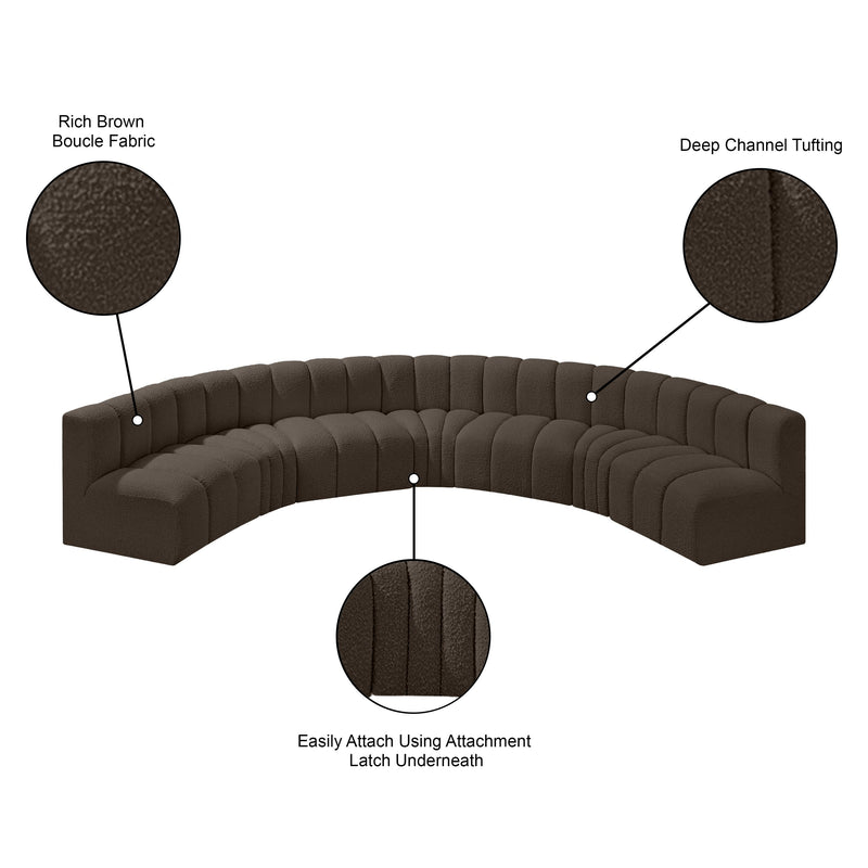 Meridian Arc Brown Boucle Fabric 7 pc Modular Sectional IMAGE 10