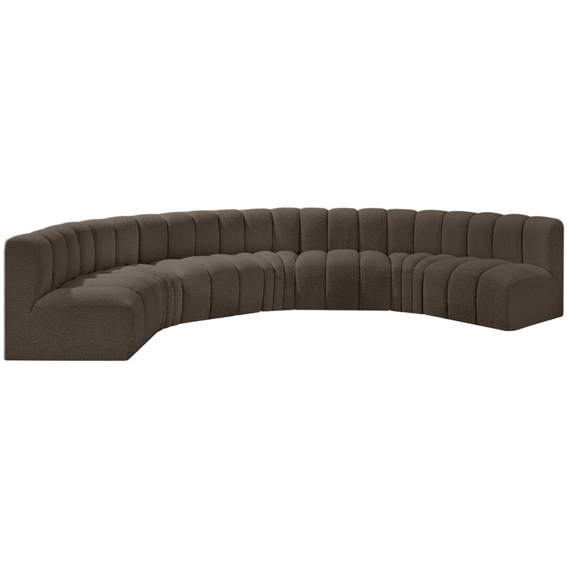 Meridian Arc Brown Boucle Fabric 7 pc Modular Sectional IMAGE 4