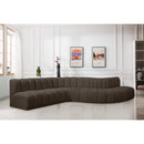 Meridian Arc Brown Boucle Fabric 7 pc Modular Sectional IMAGE 2