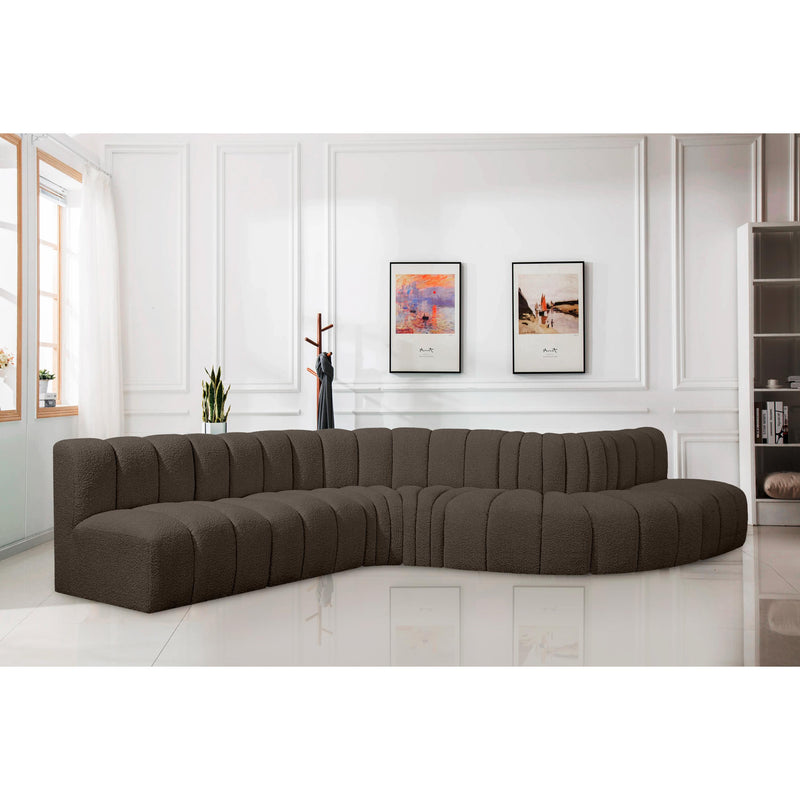 Meridian Arc Brown Boucle Fabric 7 pc Modular Sectional IMAGE 2
