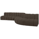 Meridian Arc Brown Boucle Fabric 7 pc Modular Sectional IMAGE 5