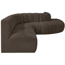 Meridian Arc Brown Boucle Fabric 7 pc Modular Sectional IMAGE 6
