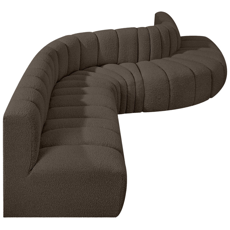 Meridian Arc Brown Boucle Fabric 7 pc Modular Sectional IMAGE 7