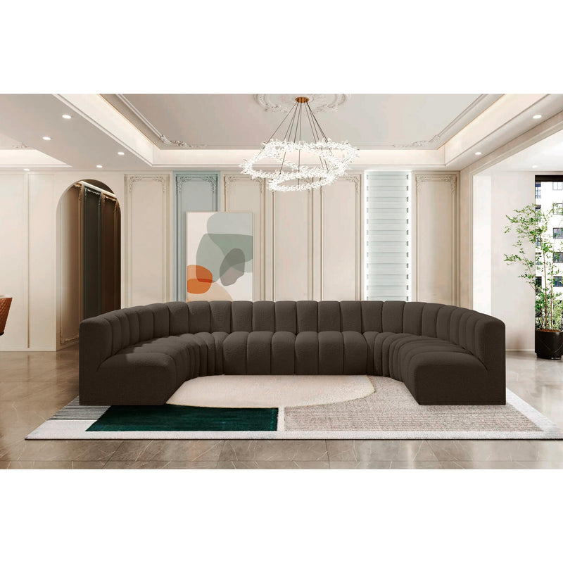 Meridian Arc Brown Boucle Fabric 8 pc Modular Sectional IMAGE 2