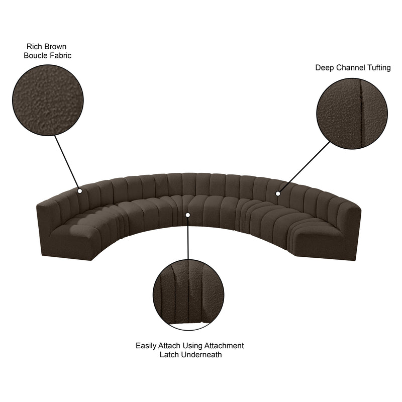 Meridian Arc Brown Boucle Fabric 8 pc Modular Sectional IMAGE 10