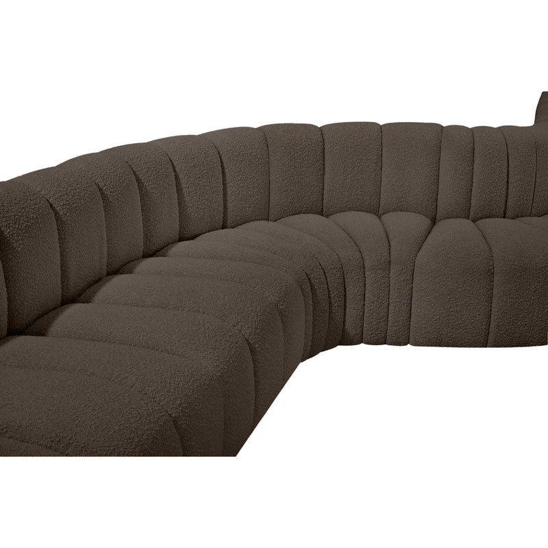 Meridian Arc Brown Boucle Fabric 8 pc Modular Sectional IMAGE 8
