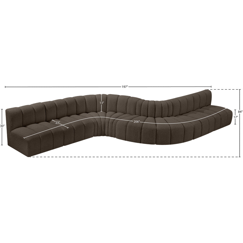 Meridian Arc Brown Boucle Fabric 8 pc Modular Sectional IMAGE 10