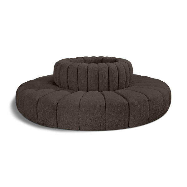 Meridian Arc Brown Boucle Fabric 8 pc Modular Sectional IMAGE 1