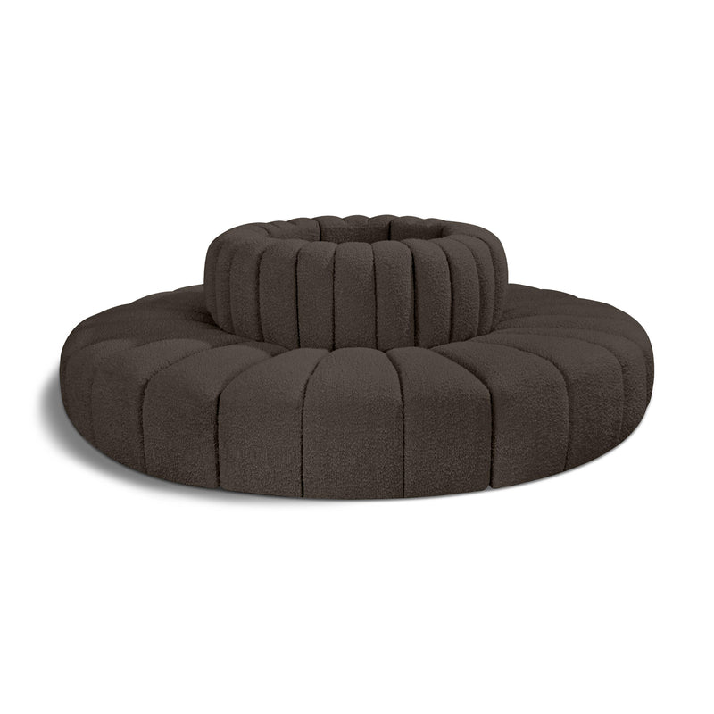 Meridian Arc Brown Boucle Fabric 8 pc Modular Sectional IMAGE 1