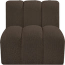 Meridian Arc Brown Boucle Fabric Straight Chair IMAGE 4