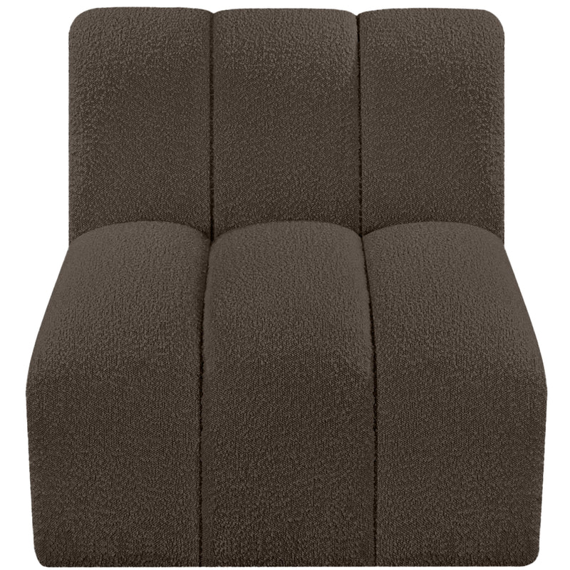 Meridian Arc Brown Boucle Fabric Straight Chair IMAGE 5