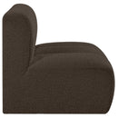 Meridian Arc Brown Boucle Fabric Straight Chair IMAGE 6