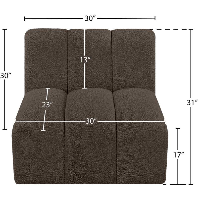 Meridian Arc Brown Boucle Fabric Straight Chair IMAGE 7