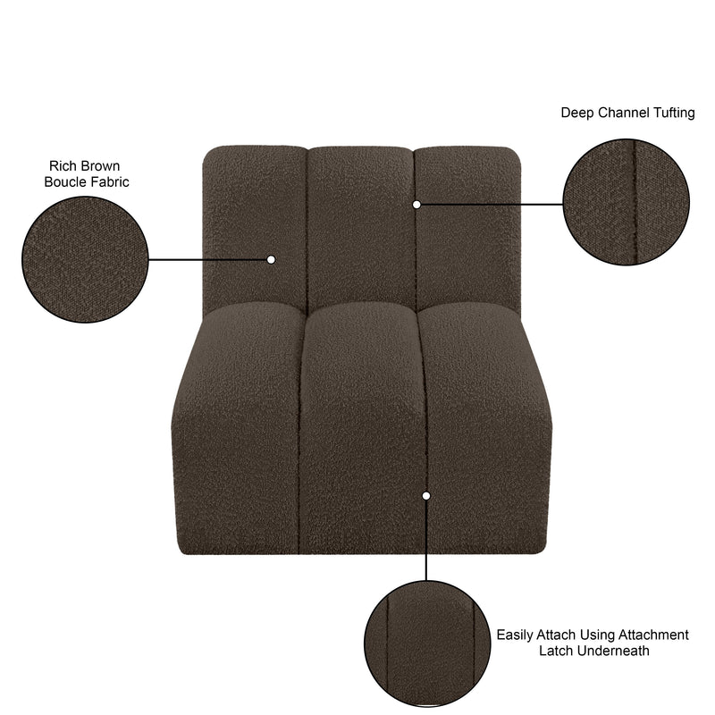 Meridian Arc Brown Boucle Fabric Straight Chair IMAGE 8