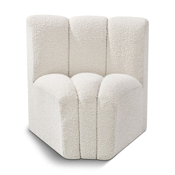 Meridian Arc Cream Boucle Fabric Curved Corner IMAGE 1