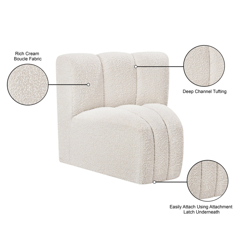 Meridian Arc Cream Boucle Fabric Curved Corner IMAGE 7