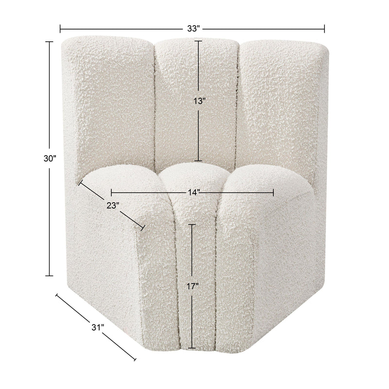 Meridian Arc Cream Boucle Fabric Curved Corner IMAGE 8