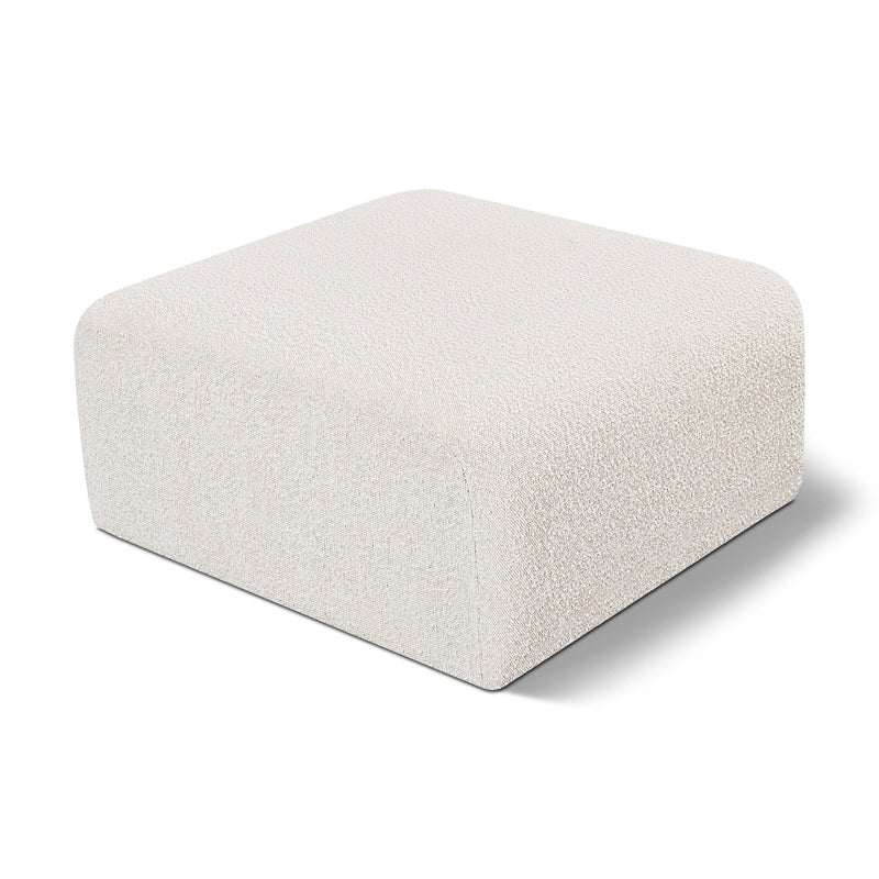 Meridian Arc Cream Boucle Fabric Ottoman IMAGE 1