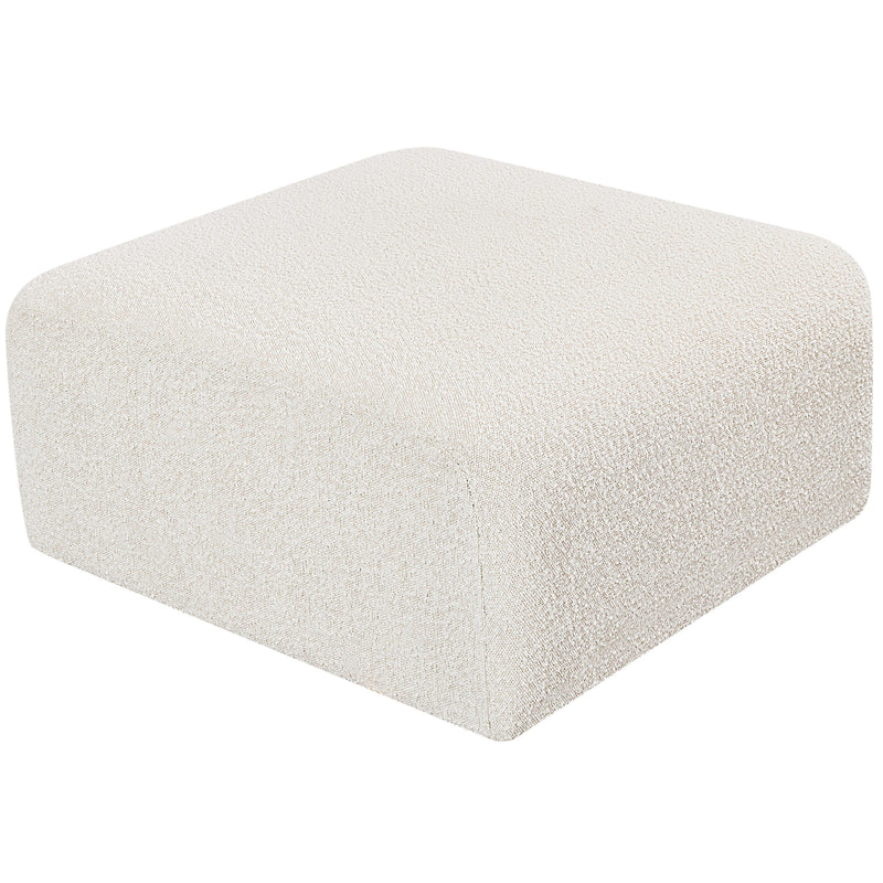Meridian Arc Cream Boucle Fabric Ottoman IMAGE 3