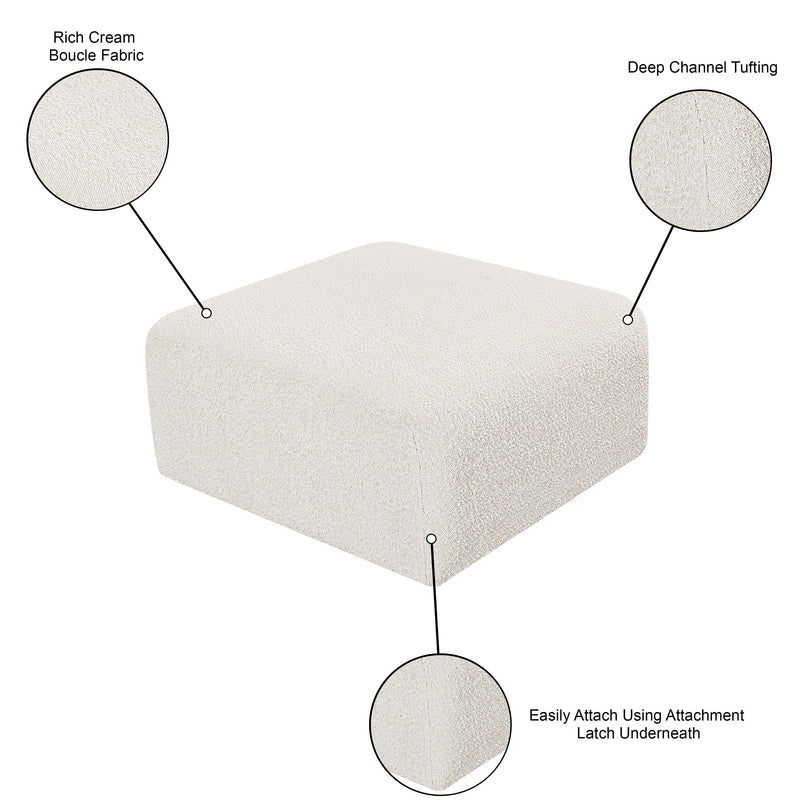 Meridian Arc Cream Boucle Fabric Ottoman IMAGE 6