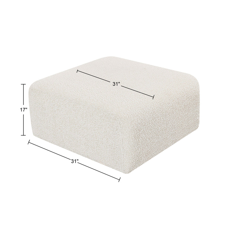 Meridian Arc Cream Boucle Fabric Ottoman IMAGE 7
