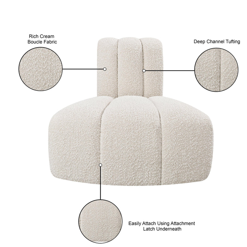 Meridian Arc Cream Boucle Fabric Reverse Corner IMAGE 8