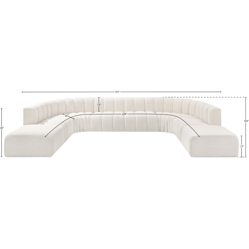 Meridian Arc Cream Boucle Fabric 10 pc Modular Sectional IMAGE 10
