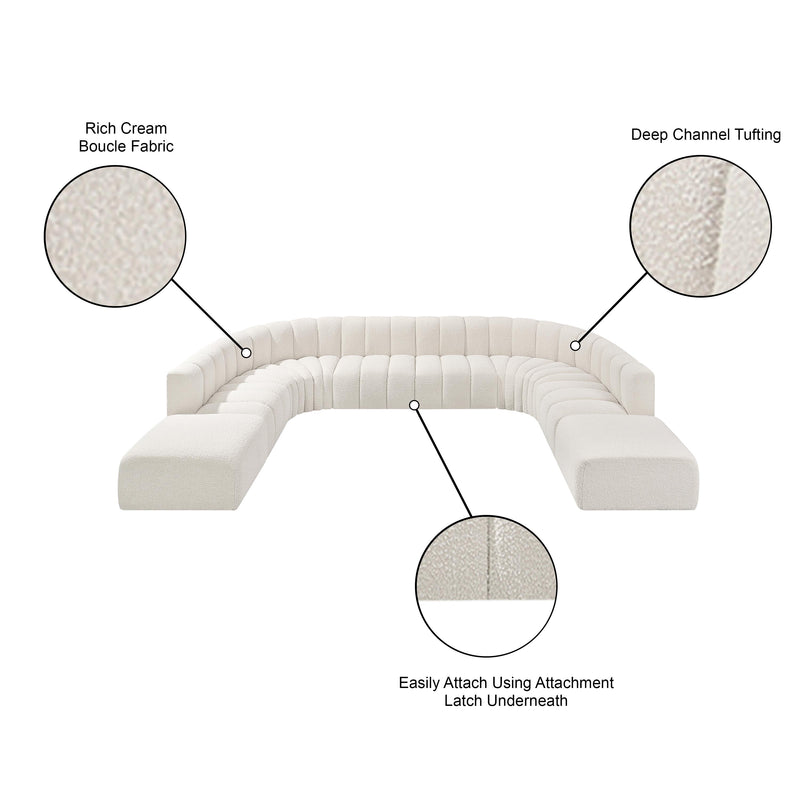 Meridian Arc Cream Boucle Fabric 10 pc Modular Sectional IMAGE 11