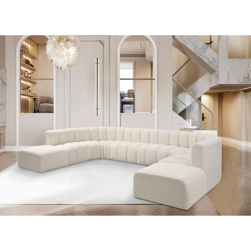 Meridian Arc Cream Boucle Fabric 10 pc Modular Sectional IMAGE 2