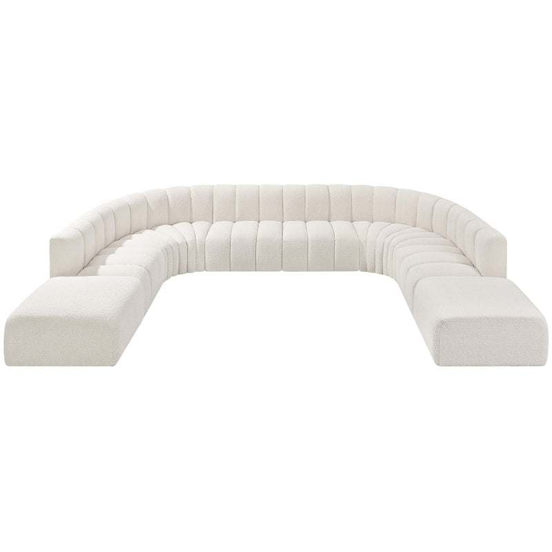 Meridian Arc Cream Boucle Fabric 10 pc Modular Sectional IMAGE 5