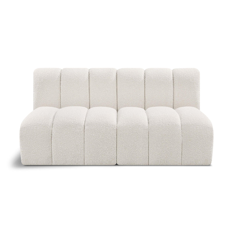 Meridian Arc Cream Boucle Fabric 2 pc Modular Sectional IMAGE 1