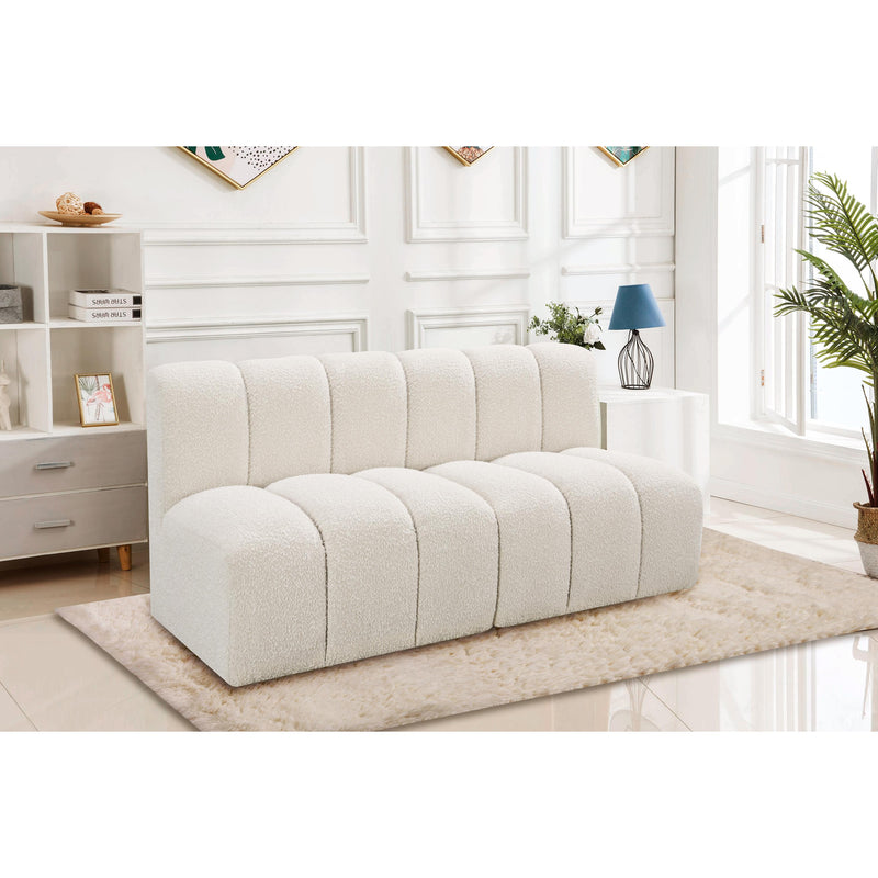 Meridian Arc Cream Boucle Fabric 2 pc Modular Sectional IMAGE 2