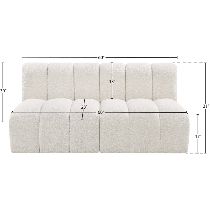 Meridian Arc Cream Boucle Fabric 2 pc Modular Sectional IMAGE 8