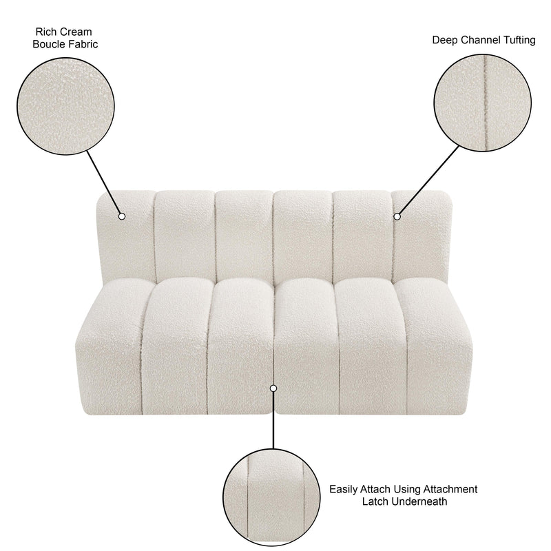 Meridian Arc Cream Boucle Fabric 2 pc Modular Sectional IMAGE 9