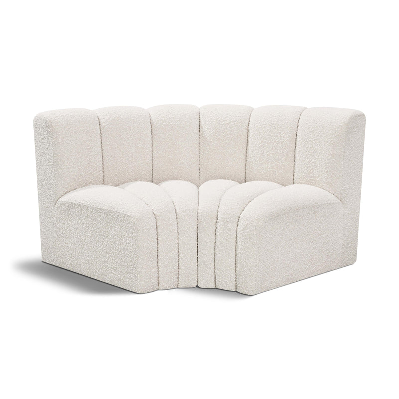Meridian Arc Cream Boucle Fabric 2 pc Modular Sectional IMAGE 1