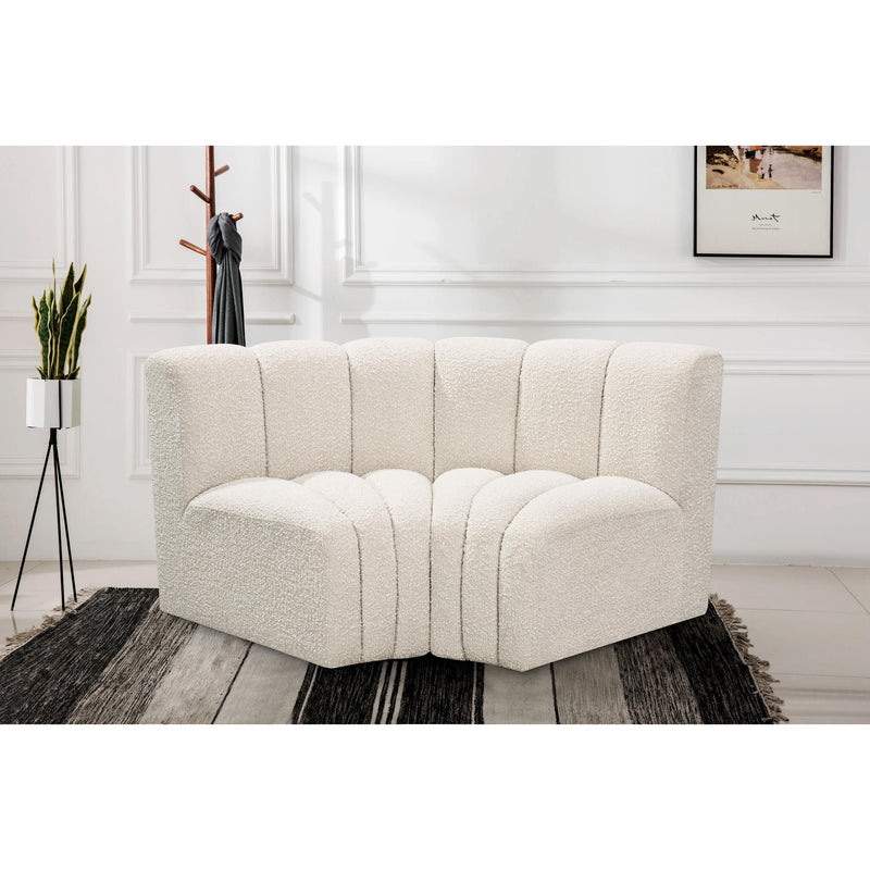 Meridian Arc Cream Boucle Fabric 2 pc Modular Sectional IMAGE 2