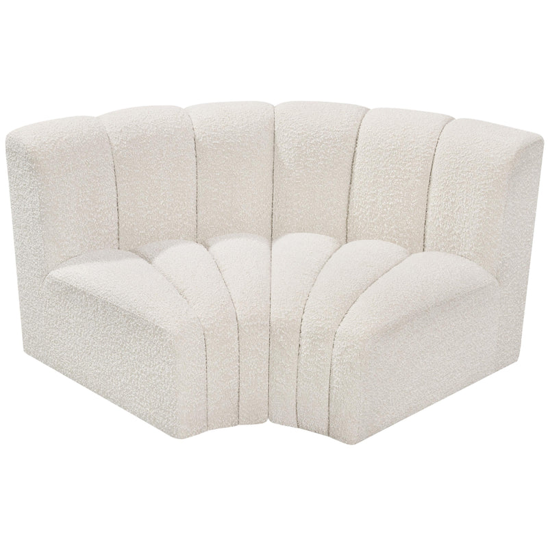 Meridian Arc Cream Boucle Fabric 2 pc Modular Sectional IMAGE 3
