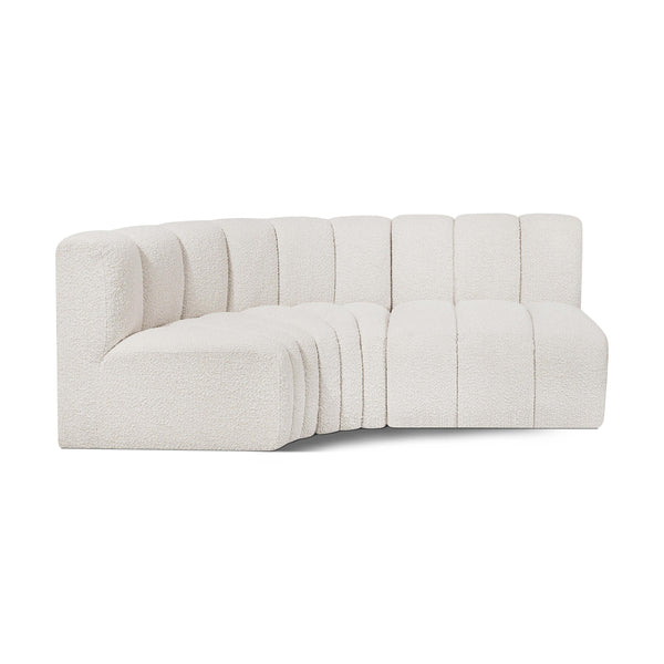 Meridian Arc Cream Boucle Fabric 3 pc Modular Sectional IMAGE 1