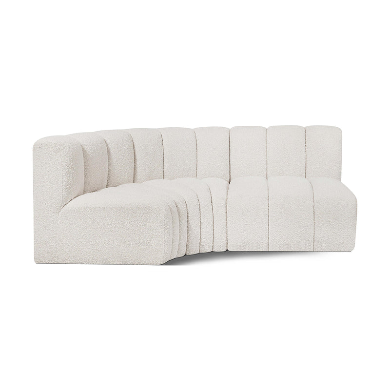 Meridian Arc Cream Boucle Fabric 3 pc Modular Sectional IMAGE 1