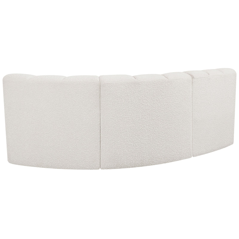 Meridian Arc Cream Boucle Fabric 3 pc Modular Sectional IMAGE 3