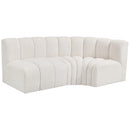 Meridian Arc Cream Boucle Fabric 3 pc Modular Sectional IMAGE 4