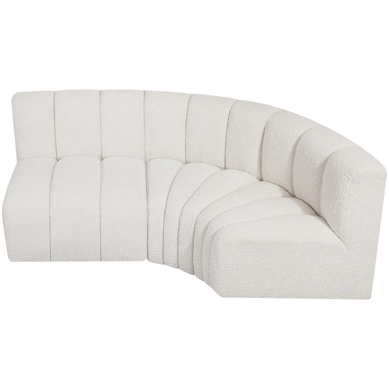 Meridian Arc Cream Boucle Fabric 3 pc Modular Sectional IMAGE 5