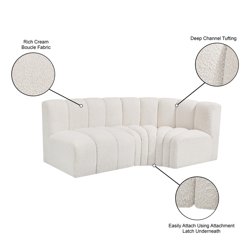 Meridian Arc Cream Boucle Fabric 3 pc Modular Sectional IMAGE 7