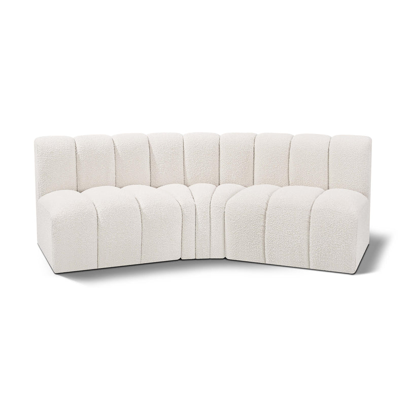 Meridian Arc Cream Boucle Fabric 3 pc Modular Sectional IMAGE 1