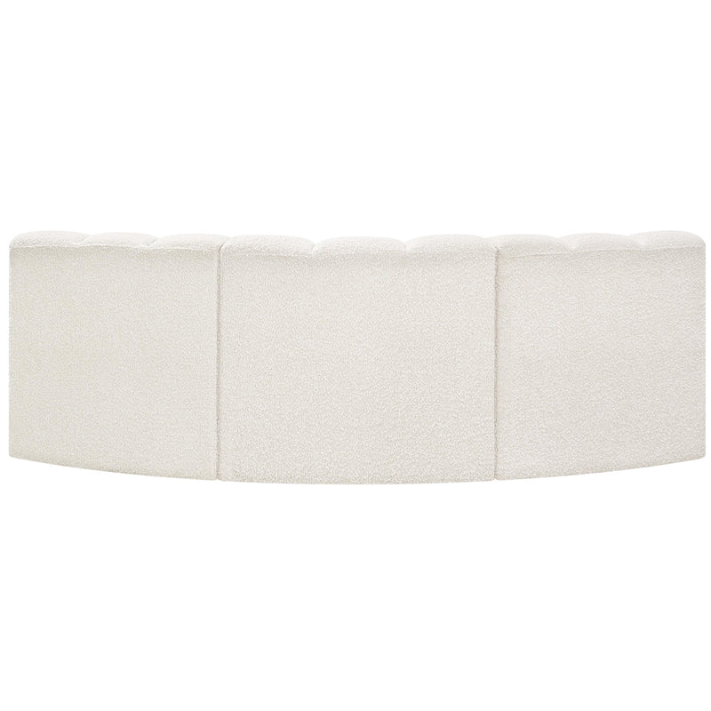 Meridian Arc Cream Boucle Fabric 3 pc Modular Sectional IMAGE 3